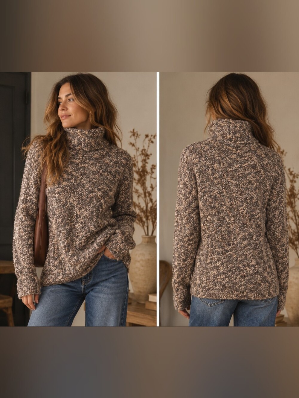 Eileen Fisher Merino Wool Turtleneck Sweater M Quiet Luxury Cozy Minimalist Fall